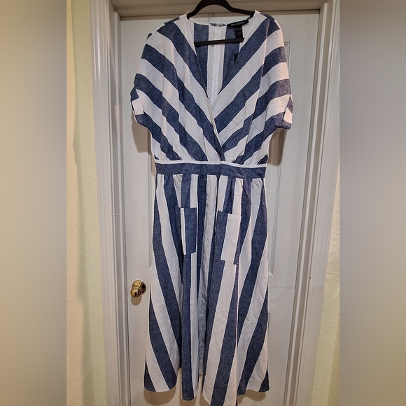 Ashley Stewart Dresses & Skirts - NWT - Ashley Stewart Blue/Cream Striped Maxi Dress sz14